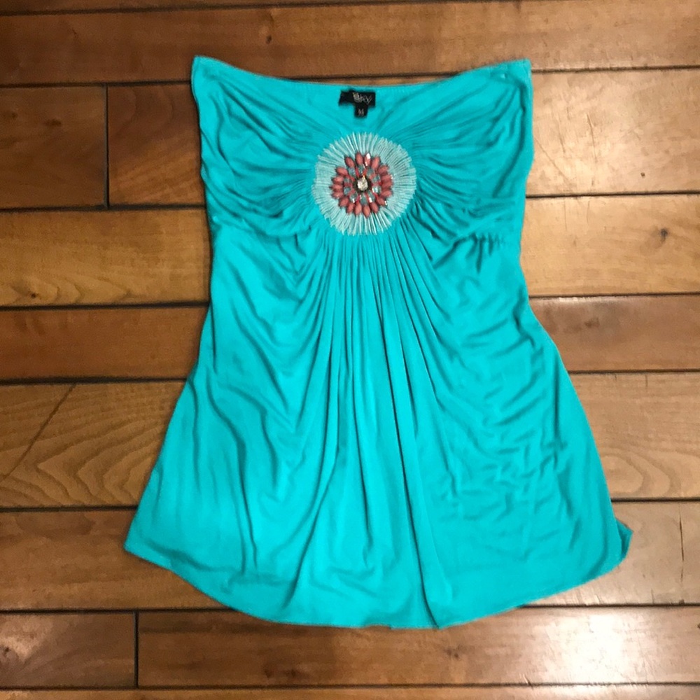 Strapless Sky Top with beaded center